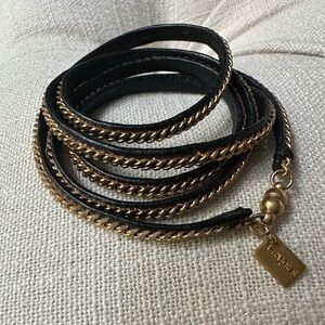 Vita Fede Gold Chain Leather Wrap Bracelet
